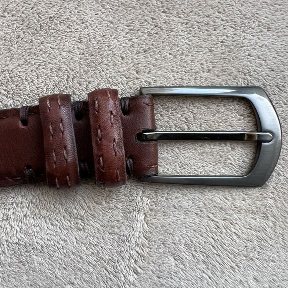 Torino Aniline Kipskin Shoulders Brown  Leather Belt Men’s 40 Made in USA 65561 - Picture 3 of 15
